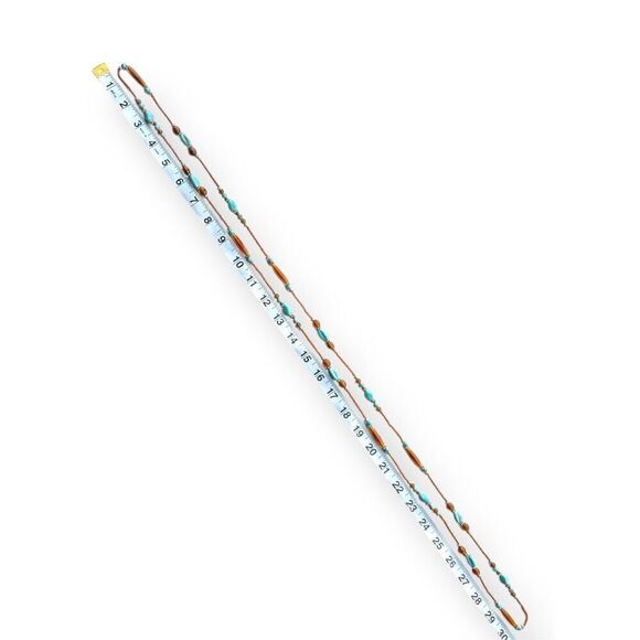 Womens Turquoise Brown Extra Long Beaded Rope Lariat Necklace Western Boho Rodeo - Picture 4 of 5